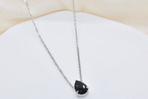 kapyco collier argent goutte noire 0390
